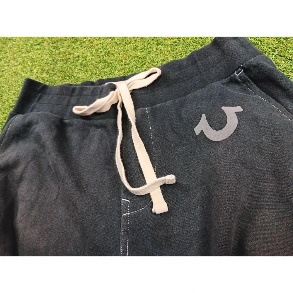 True Religion World Tour Jogger Pants‎ Mens Medium Black Tapered Leg Drawstring